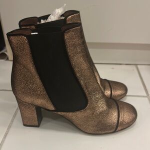 Tabitha Simmons Bronze and Black Ankle Boots